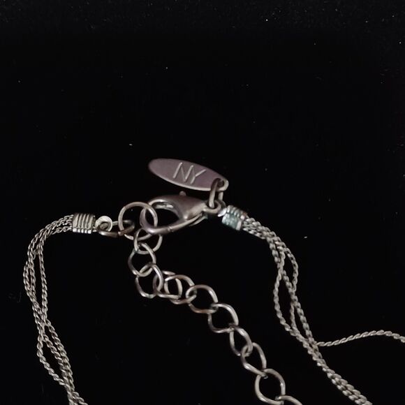 Vintage NY 3-Strand Silver-Toned Necklace with Pink-Toned Beads, 20” - Picture 2 of 2